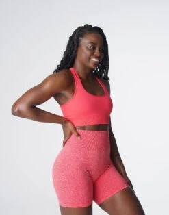 Seamless Racerback Sports Bra - Candy Apple Surge Medium Impact 7 Seamless Racerback Sports Bra - Candy Apple Surge Medium Impact -NVGTN Sportswear Shop DSC06318