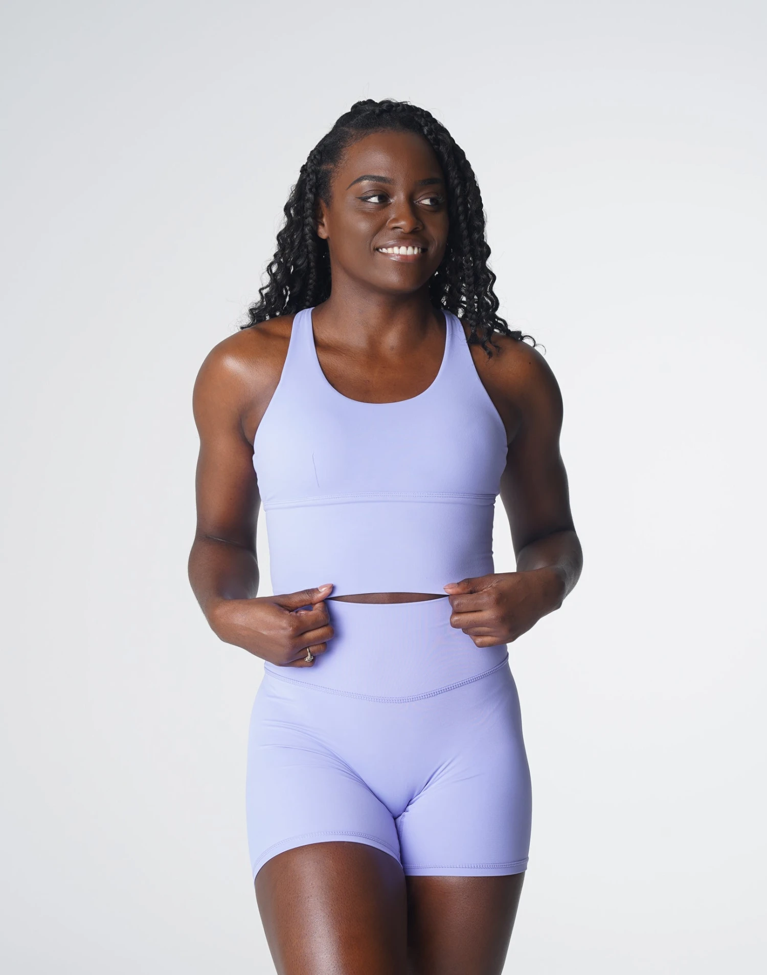 Periwinkle Longline Strappy Sports Bra - Medium High Impact Workout Top 2 Periwinkle Longline Strappy Sports Bra - Medium High Impact Workout Top - Image 2