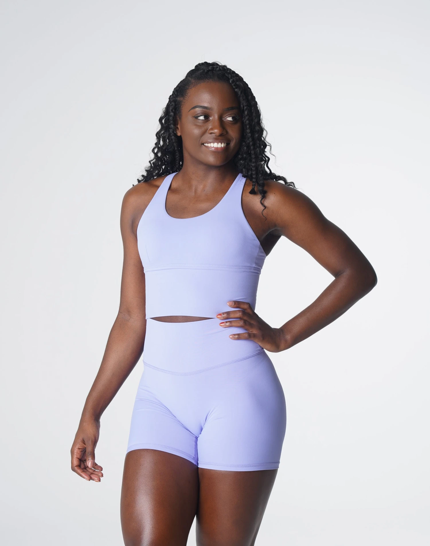 Periwinkle Longline Strappy Sports Bra - Medium High Impact Workout Top 3 Periwinkle Longline Strappy Sports Bra - Medium High Impact Workout Top - Image 3