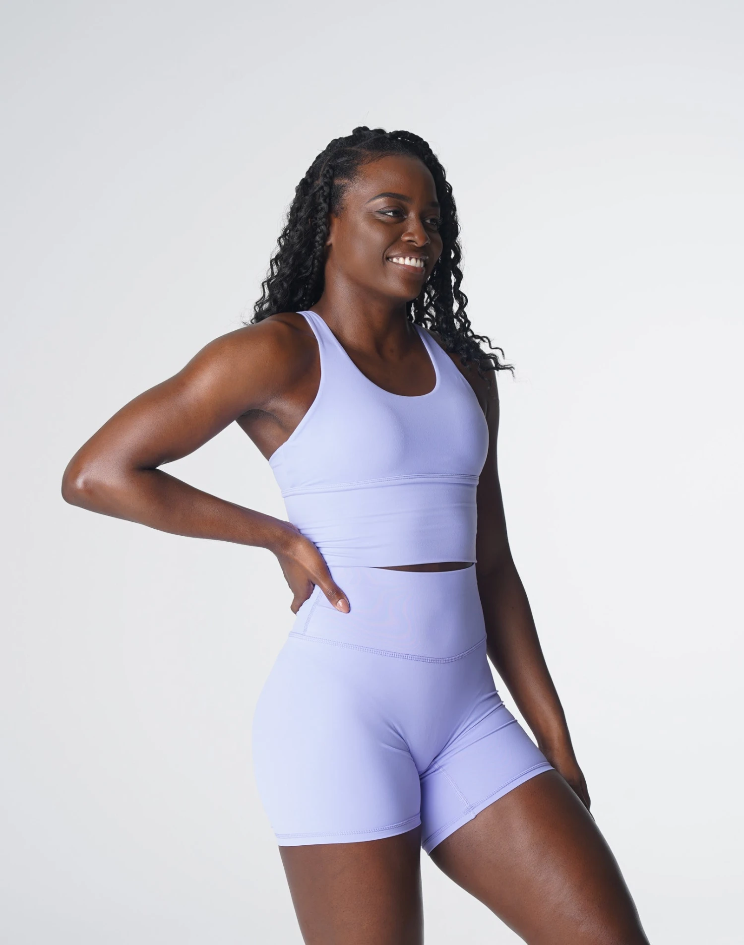 Periwinkle Longline Strappy Sports Bra - Medium High Impact Workout Top 4 Periwinkle Longline Strappy Sports Bra - Medium High Impact Workout Top - Image 4