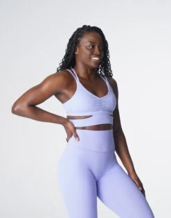 Periwinkle Ruched Crossbody Sports Bra - Revolve Activewear Top 7 Periwinkle Ruched Crossbody Sports Bra - Revolve Activewear Top -NVGTN Sportswear Shop DSC06357