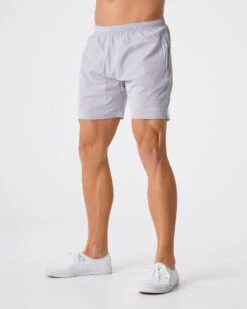 Men's Performance Grey Flex Workout Shorts with Zipper Pockets