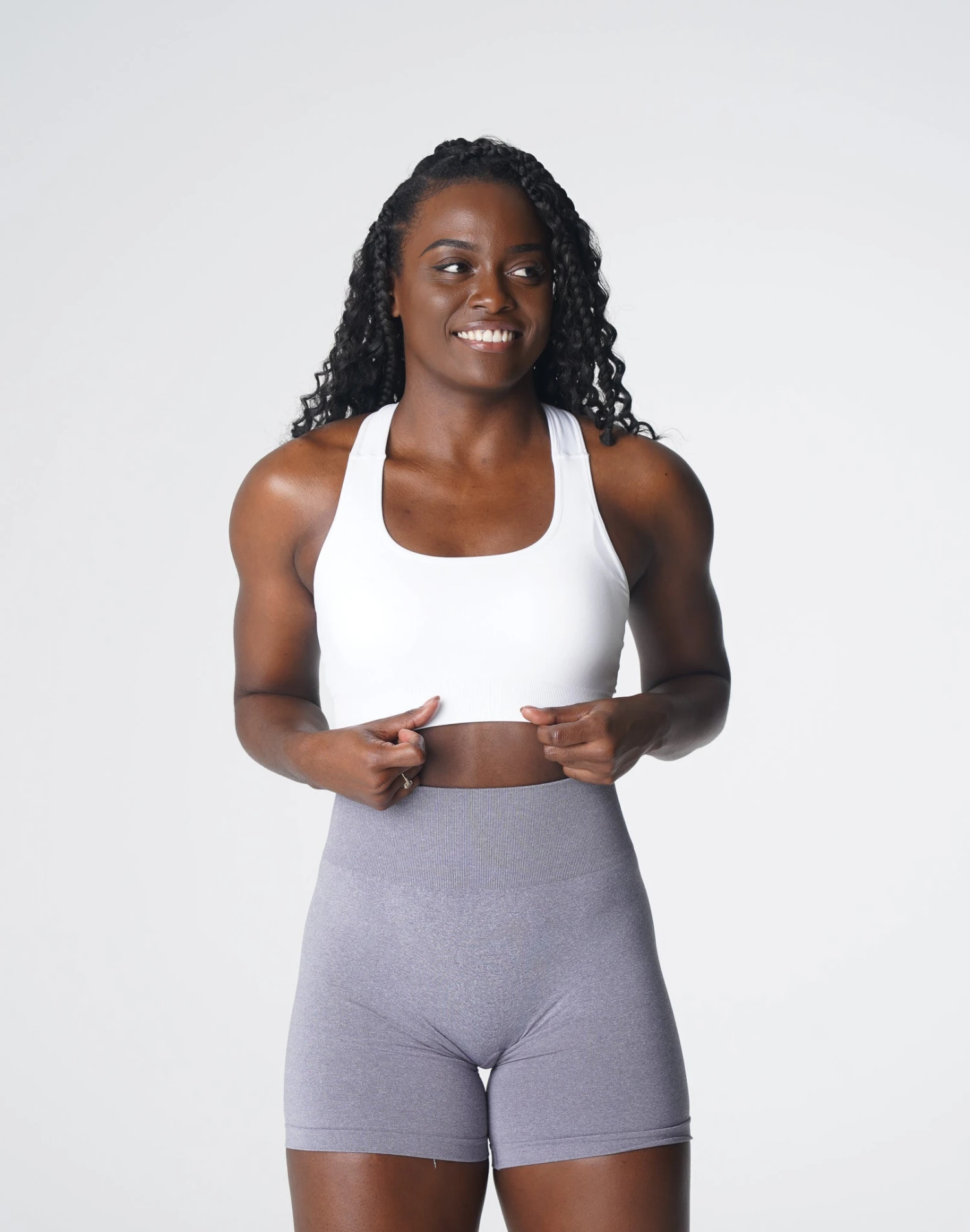 White Seamless Racerback Sports Bra with Mesh Ventilation 2 White Seamless Racerback Sports Bra with Mesh Ventilation - Image 2