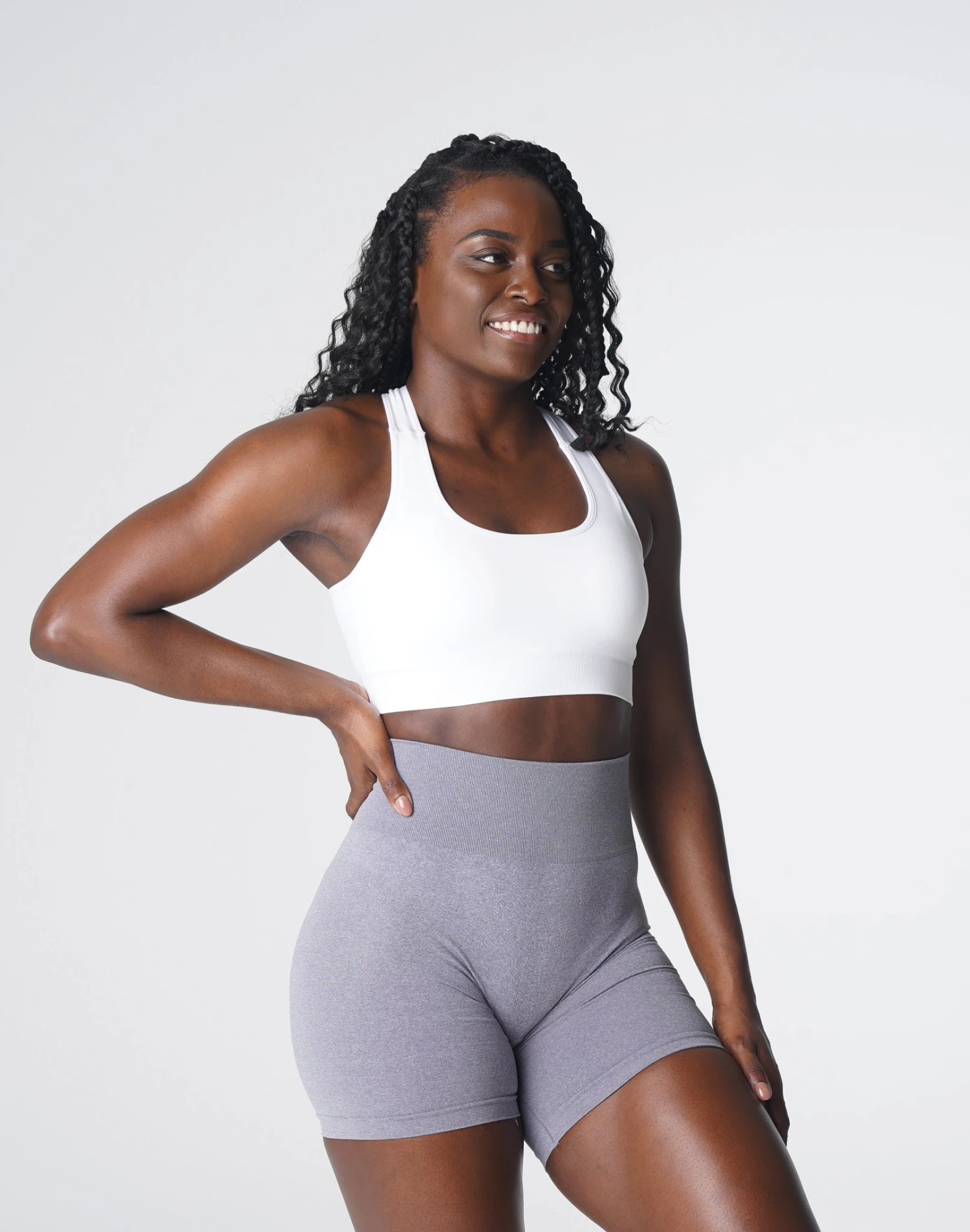 White Seamless Racerback Sports Bra with Mesh Ventilation 3 White Seamless Racerback Sports Bra with Mesh Ventilation - Image 3