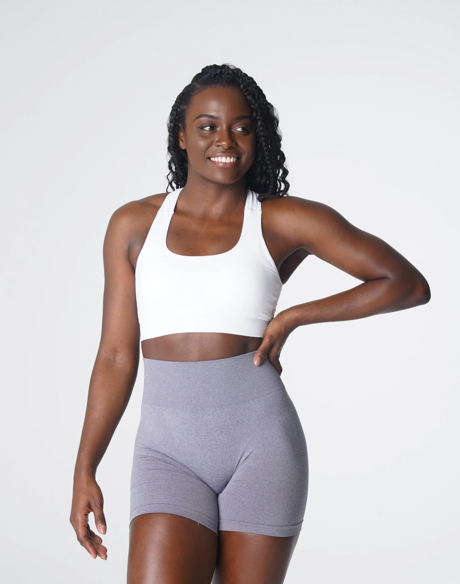 White Seamless Racerback Sports Bra with Mesh Ventilation 4 White Seamless Racerback Sports Bra with Mesh Ventilation - Image 4