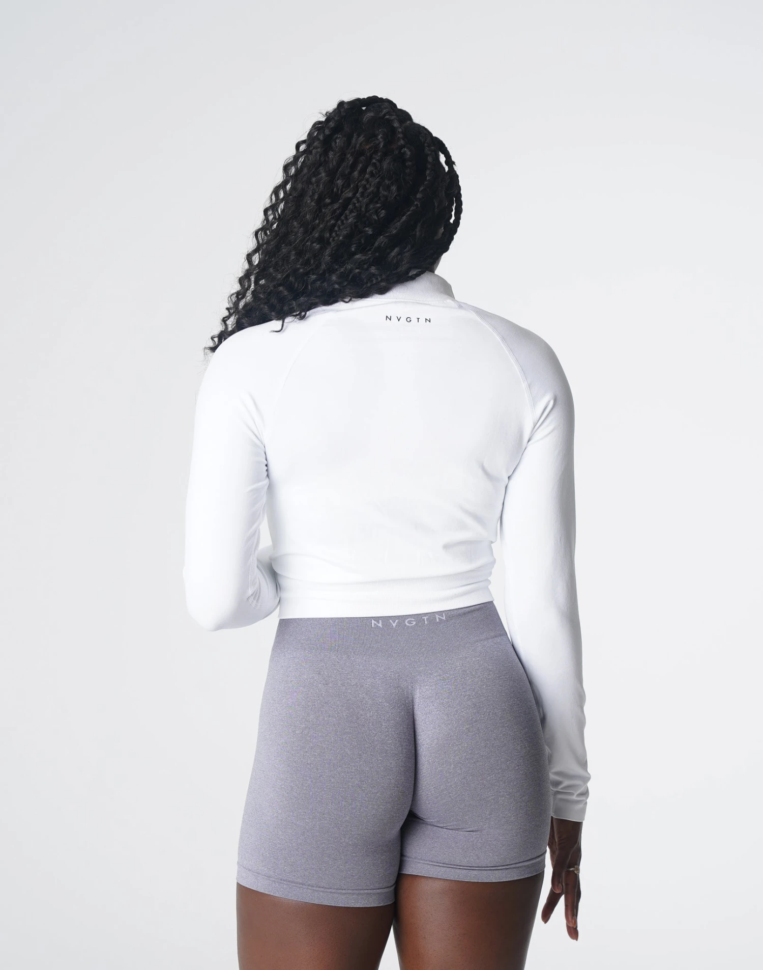 Seamless Cropped Zip Up Athletic Jacket - White 4 Seamless Cropped Zip Up Athletic Jacket - White - Image 4