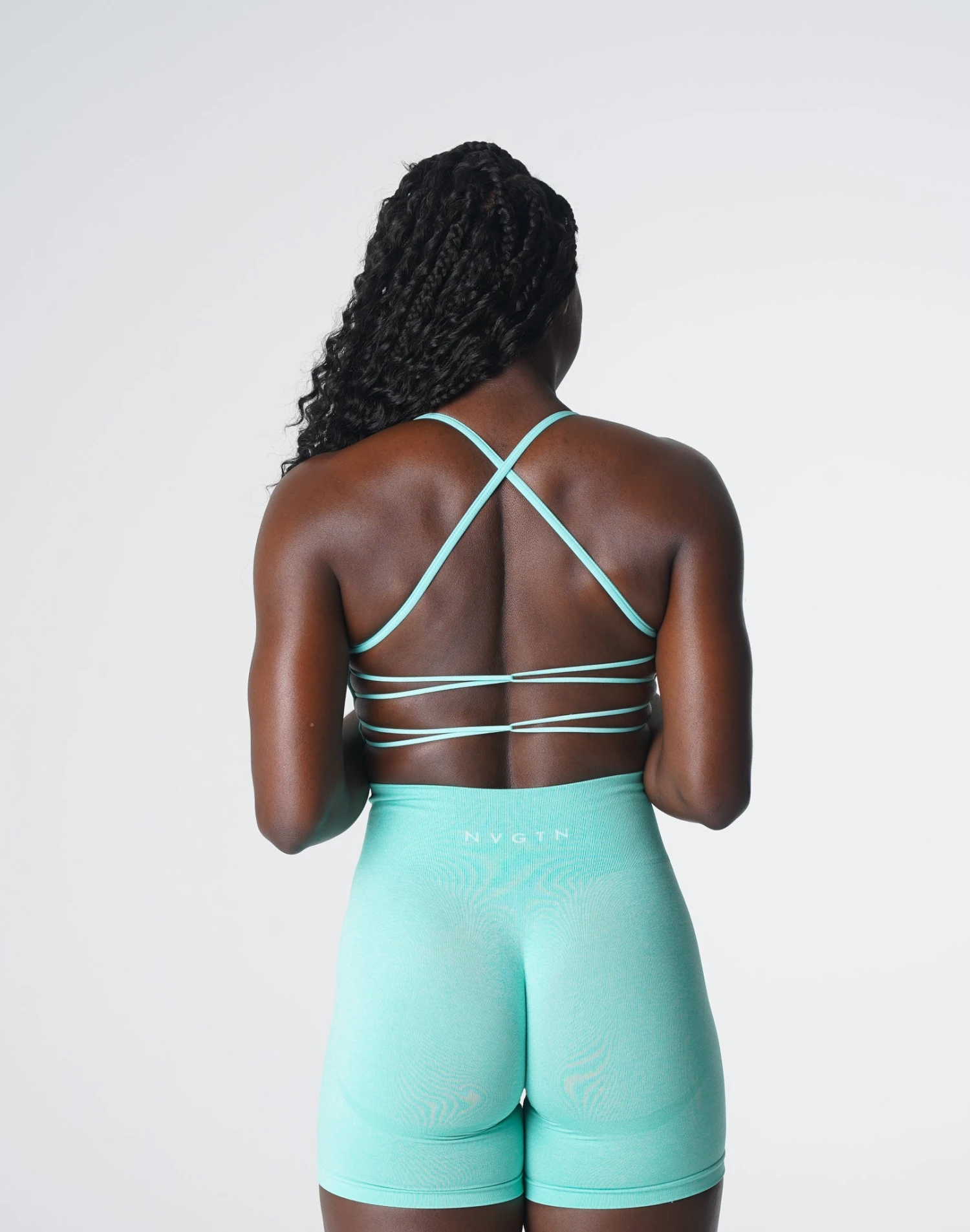 Mint Invincible Seamless Open-Back Sports Bra