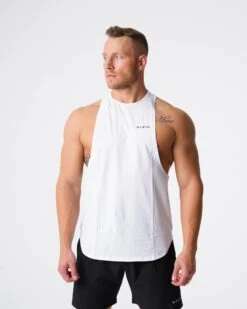 Men's Pulse Edge Performance Workout Tank - White Relaxed Fit Vest