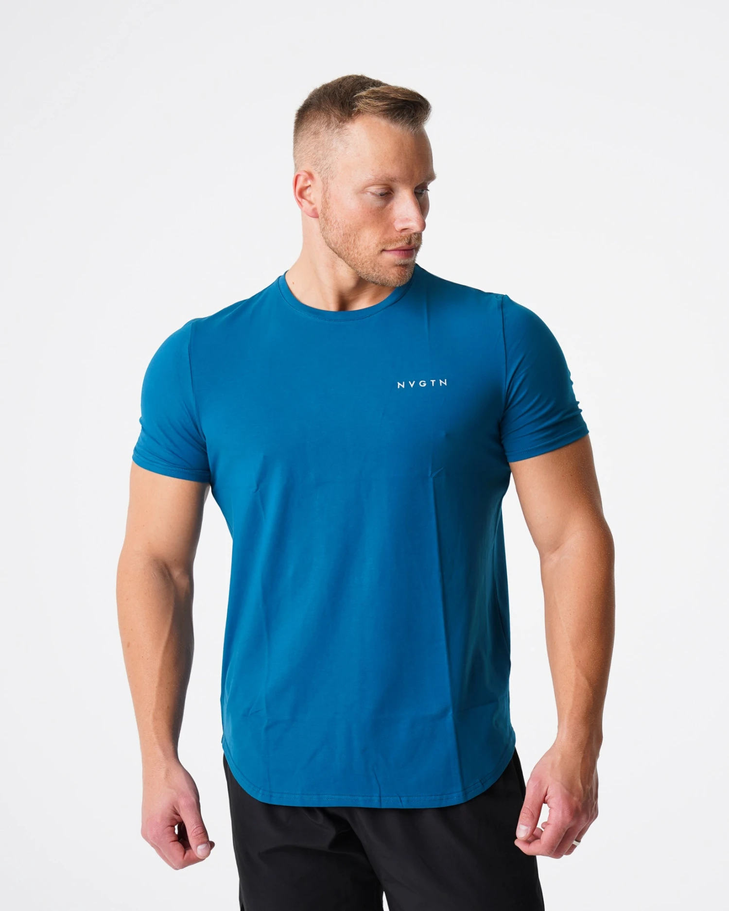 Men's French Blue Fitted Athletic T-Shirt - Pulse Physique Enhancing Tee 2 Men's French Blue Fitted Athletic T-Shirt - Pulse Physique Enhancing Tee - Image 2