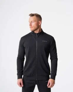 Men's Performance Black Track Jacket - Lightweight Athletic Full-Zip