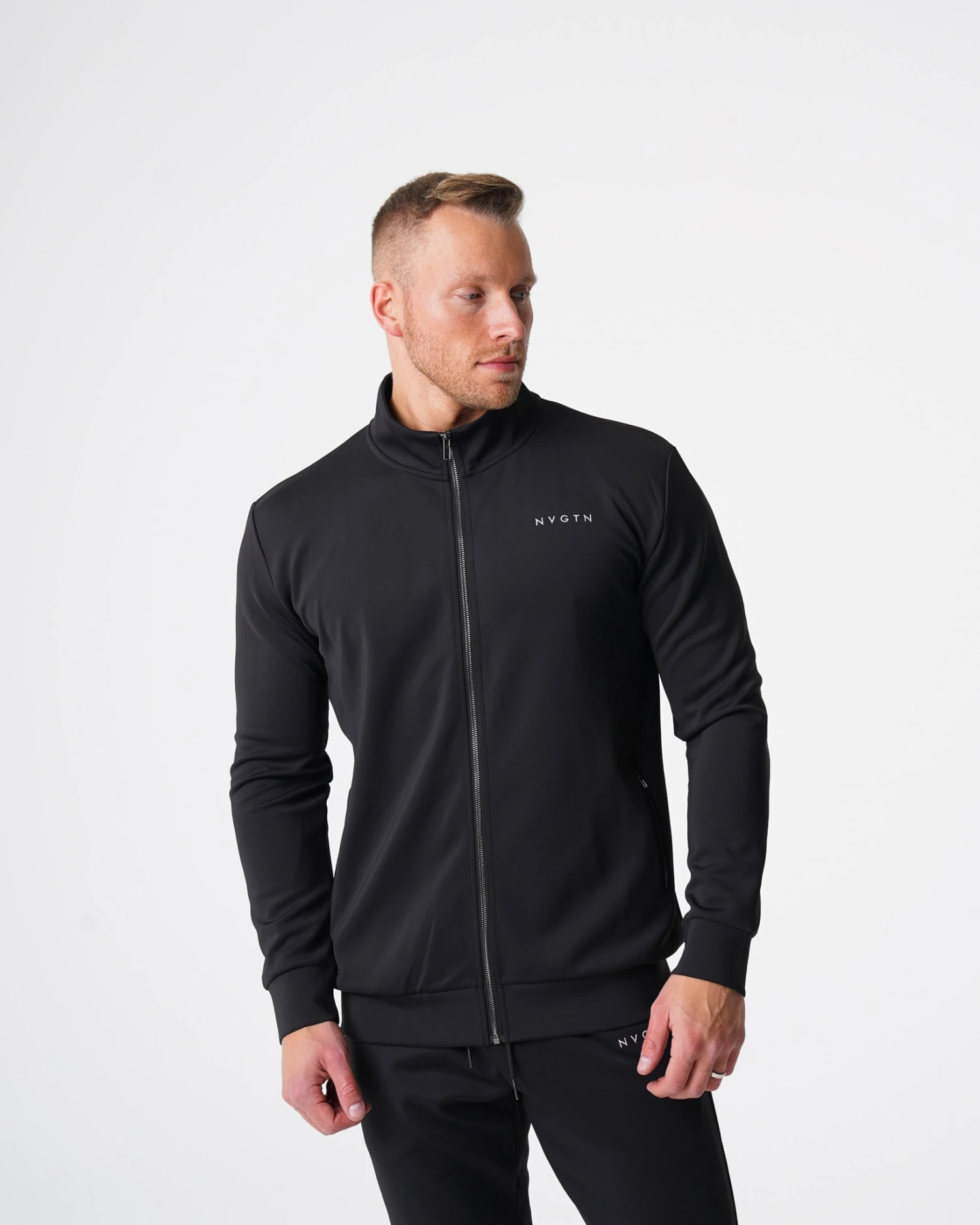 Men's Performance Black Track Jacket - Lightweight Athletic Full-Zip 2 Men's Performance Black Track Jacket - Lightweight Athletic Full-Zip - Image 2