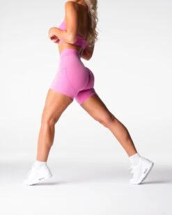Seamless Figure-Contouring Workout Shorts in Bubble Gum Pink -NVGTN Sportswear Shop DSC06634
