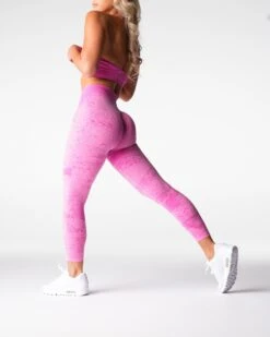 High-Waisted Seamless Digital Pattern Leggings in Bubble Gum Pink