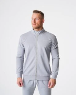 Premium Men's Grey Performance Track Jacket - Athletic Fit Gym & Lifestyle Outerwear