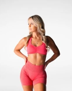 Seamless Halter Bra with Open Back - Candy Apple Red Workout Top 6 Seamless Halter Bra with Open Back - Candy Apple Red Workout Top -NVGTN Sportswear Shop DSC06673