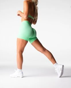 High Waisted Seamless Workout Shorts - Pistachio Zesty Gym Shorts