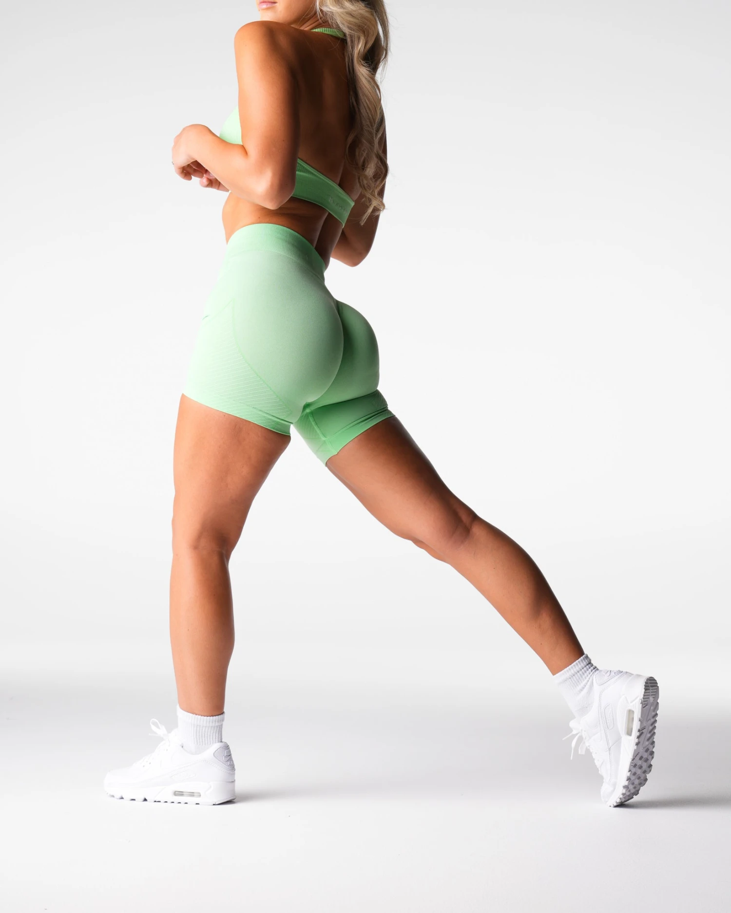 High-Waisted Seamless Workout Shorts - Pistachio Sculpting Gym Wear 1 High-Waisted Seamless Workout Shorts - Pistachio Sculpting Gym Wear