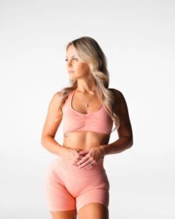 Seamless Halter Bra - Open Back Peach Yoga & Low Impact Sports Top