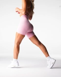 High Waisted Seamless Biker Shorts - Baby Pink Mid-Thigh Yoga Shorts 6 High Waisted Seamless Biker Shorts - Baby Pink Mid-Thigh Yoga Shorts -NVGTN Sportswear Shop DSC06796