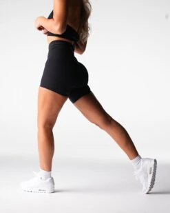 High Waisted Black Effortless Yoga Shorts - Second-Skin Comfort