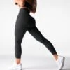 Black Seamless High-Waisted Compression Leggings for Fitness & Yoga