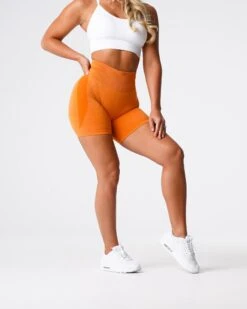 Burnt Orange Seamless Contour Shorts - High Waisted Gym & Yoga Wear 6 Burnt Orange Seamless Contour Shorts - High Waisted Gym & Yoga Wear -NVGTN Sportswear Shop DSC06834