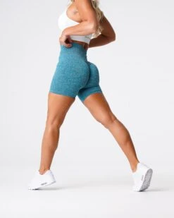 Teal High Waisted Scrunch Seamless Workout Shorts