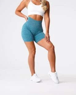 Teal High Waisted Scrunch Seamless Workout Shorts -NVGTN Sportswear Shop DSC06846