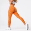 Burnt Orange Leopard Seamless Leggings | High-Waisted Workout Tights