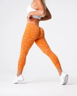 Burnt Orange Leopard Seamless Leggings | High-Waisted Workout Tights 7 Burnt Orange Leopard Seamless Leggings | High-Waisted Workout Tights -NVGTN Sportswear Shop DSC06856