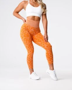 Burnt Orange Leopard Seamless Leggings | High-Waisted Workout Tights 6 Burnt Orange Leopard Seamless Leggings | High-Waisted Workout Tights -NVGTN Sportswear Shop DSC06858