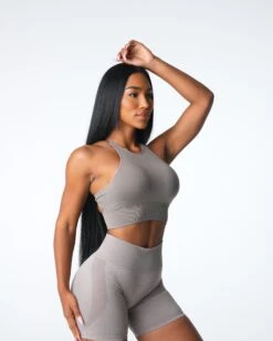 Taupe Seamless Strappy Back Sports Bra - Embrace Collection 7 Taupe Seamless Strappy Back Sports Bra - Embrace Collection -NVGTN Sportswear Shop DSC06884 01c98185 0732 464e 932a d117dcca4365