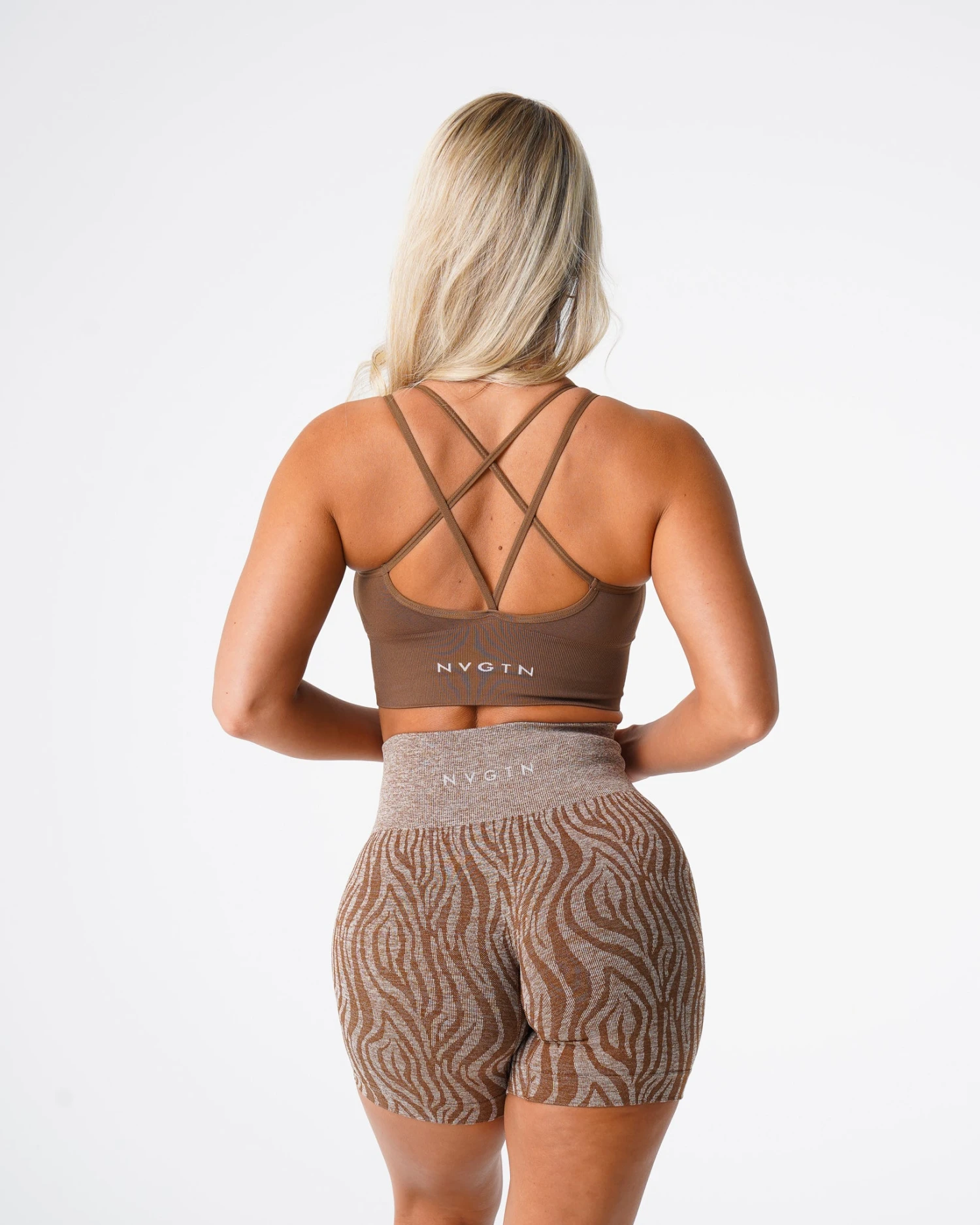 Mocha Flourish Seamless Sports Bra with Back Strap Detailing 1 Mocha Flourish Seamless Sports Bra with Back Strap Detailing