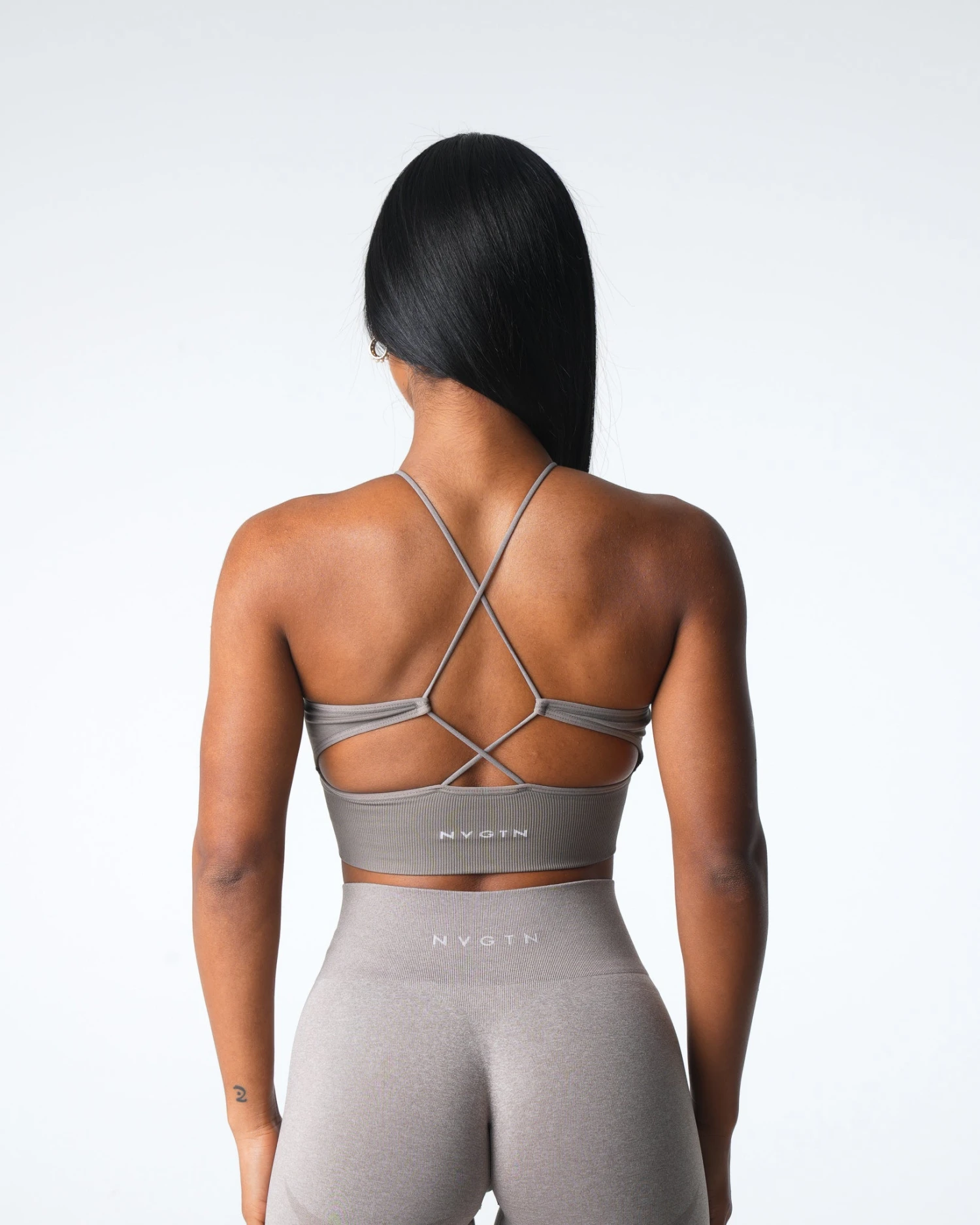 Taupe Seamless Strappy Back Sports Bra - Embrace Collection 2 Taupe Seamless Strappy Back Sports Bra - Embrace Collection - Image 2