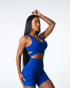Sapphire Blue Seamless Sports Bra - Medium Impact Workout Top -NVGTN Sportswear Shop DSC06889 d1e2cf09 725e 4b05 af99 5b6779903996
