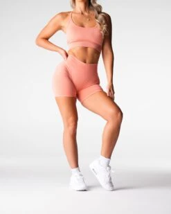 Pro Seamless Mid Rise Athletic Shorts in Peach 7 Pro Seamless Mid Rise Athletic Shorts in Peach -NVGTN Sportswear Shop DSC06939