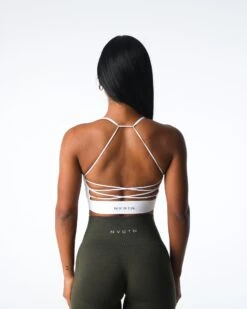 White Seamless Open Back Sports Bra - Flirty & Comfortable Athleisure
