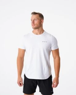 White Men's Fitted Muscle Tee - Premium Athletic Fit Pulse Shirt
