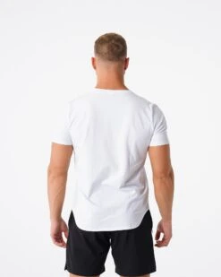 White Men's Fitted Muscle Tee - Premium Athletic Fit Pulse Shirt -NVGTN Sportswear Shop DSC06969 2