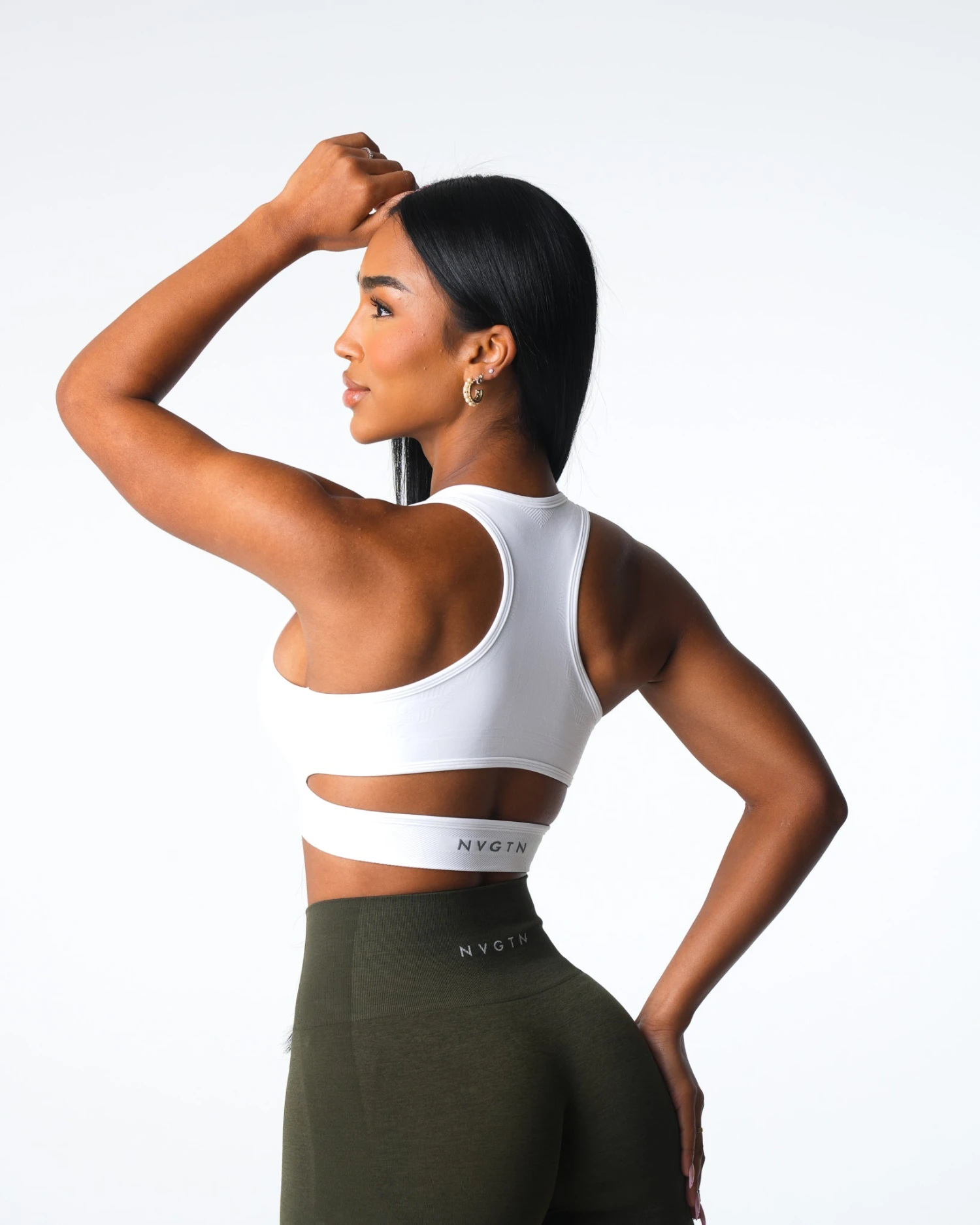 Rise Seamless White Workout Bra with Back Cutout 4 Rise Seamless White Workout Bra with Back Cutout - Image 4