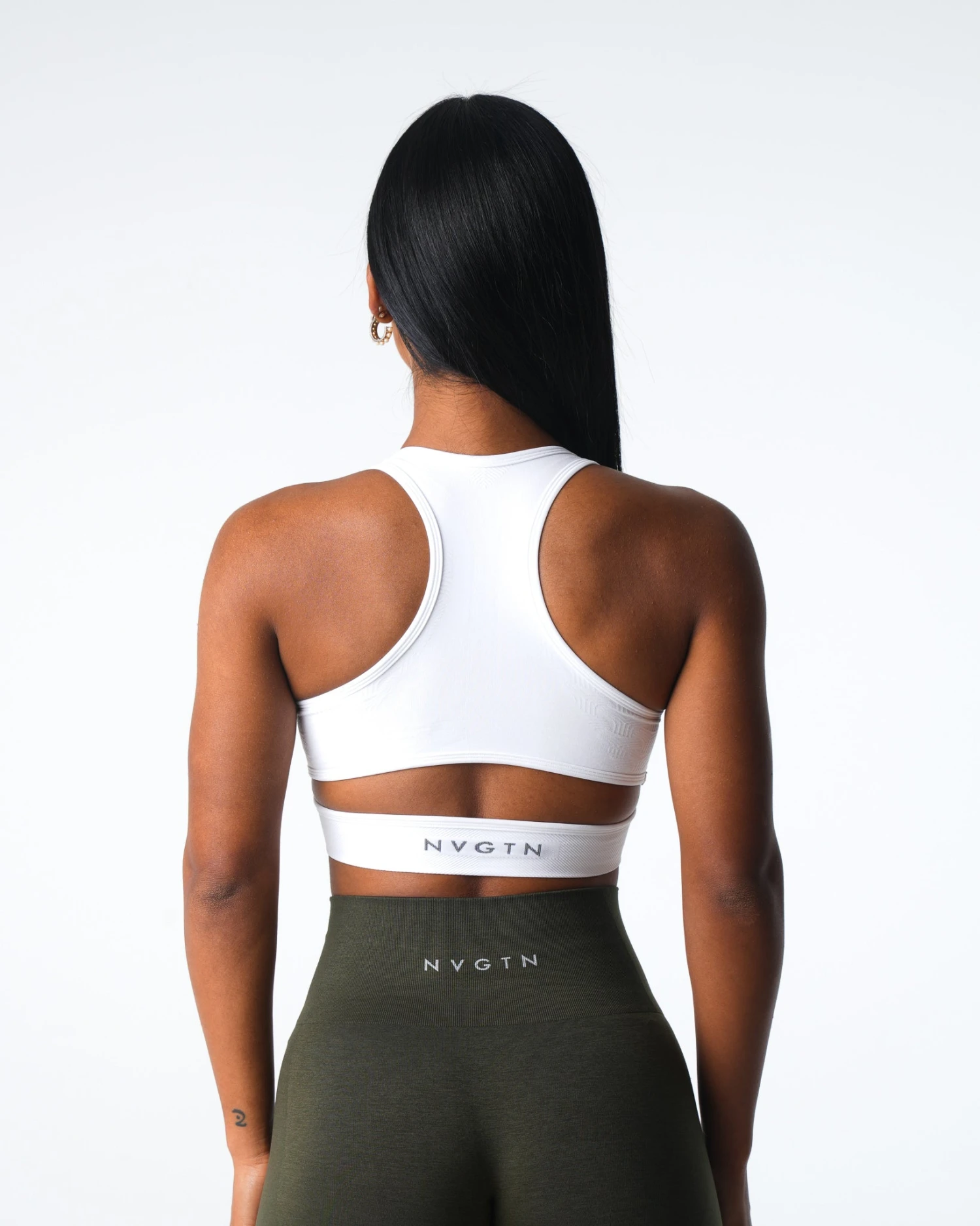 Rise Seamless White Workout Bra with Back Cutout 1 Rise Seamless White Workout Bra with Back Cutout