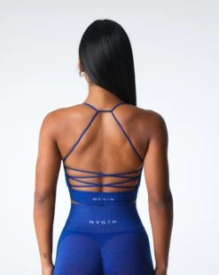 Seamless Open Back Sports Bra - Azure Blue Cascade Edition