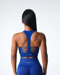 Azure Blue Resilience Seamless High Neck Sports Bra