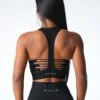 High Neck Seamless Racerback Sports Bra with Breathable Cut-Out Detailing
