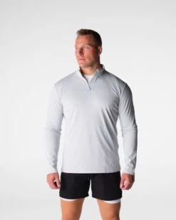 Men's Premium Skyline Quarter Zip Performance Pullover - Light Grey