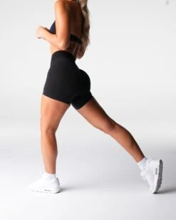 High Waisted Digital Pattern Seamless Compression Shorts - Black