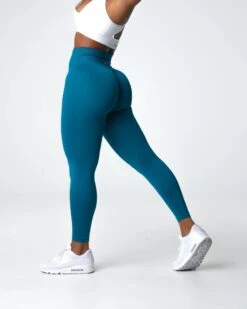 French Blue High Waisted Seamless Workout Leggings for Gym & Fitness