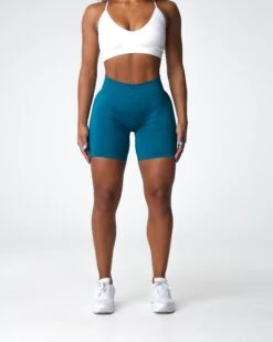 French Blue Seamless High-Waisted Athletic Workout Shorts -NVGTN Sportswear Shop DSC07363