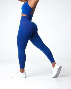 High Waisted Azure Blue Shape Seamless Leggings - Compressive Workout Tights