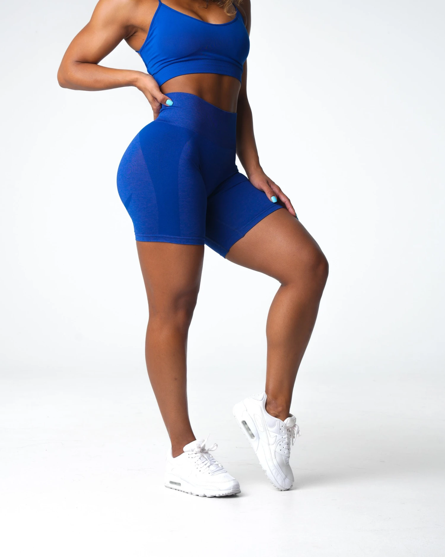 Azure Blue Contour 2.0 Seamless Scrunch Workout Shorts 4 Azure Blue Contour 2.0 Seamless Scrunch Workout Shorts - Image 4